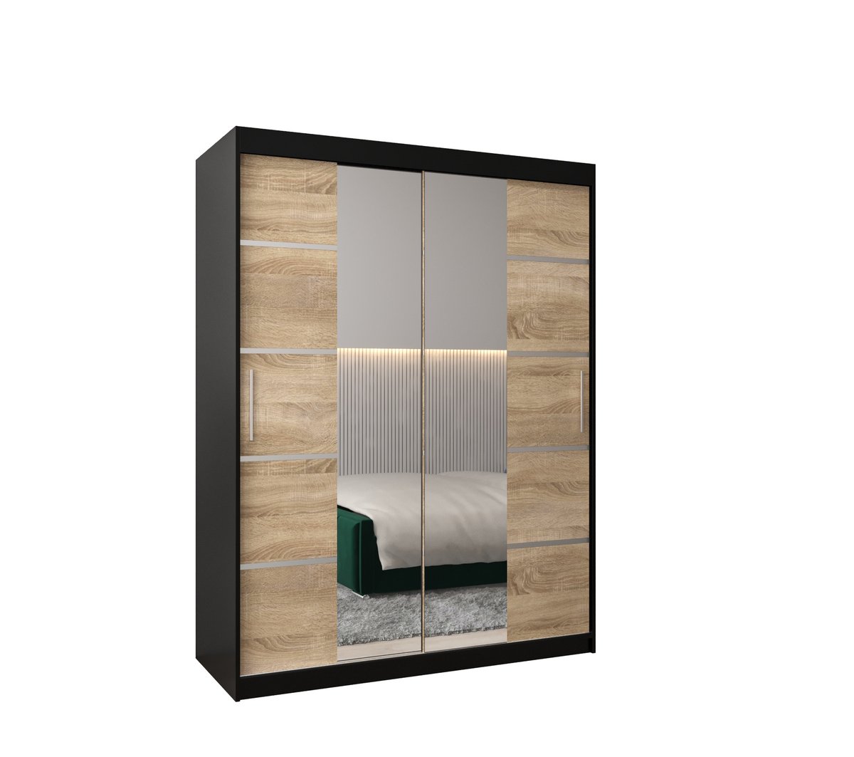 Szafa przesuwna Garderoba VERONA 4 150 gł. 62 czarny/sonoma