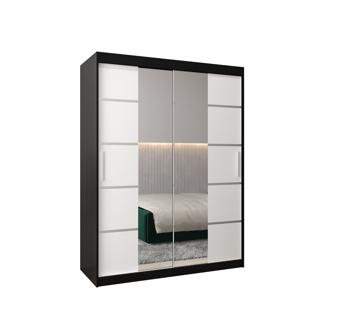 Szafa przesuwna Garderoba VERONA 4 150 gł. 62 czarny/biały