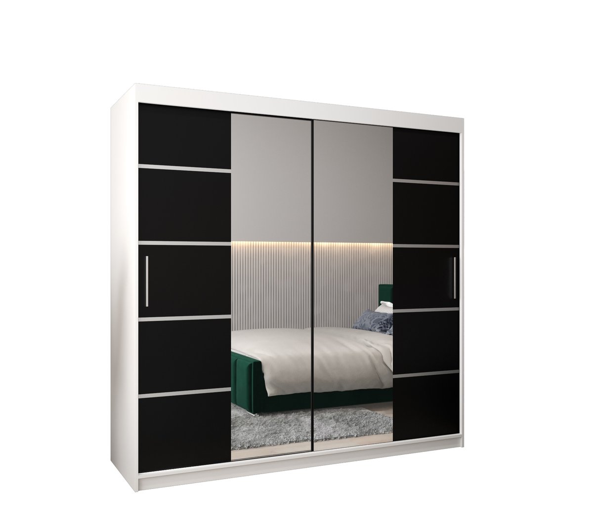 Szafa przesuwna Garderoba VERONA 4 200 gł. 62 biały/czarny