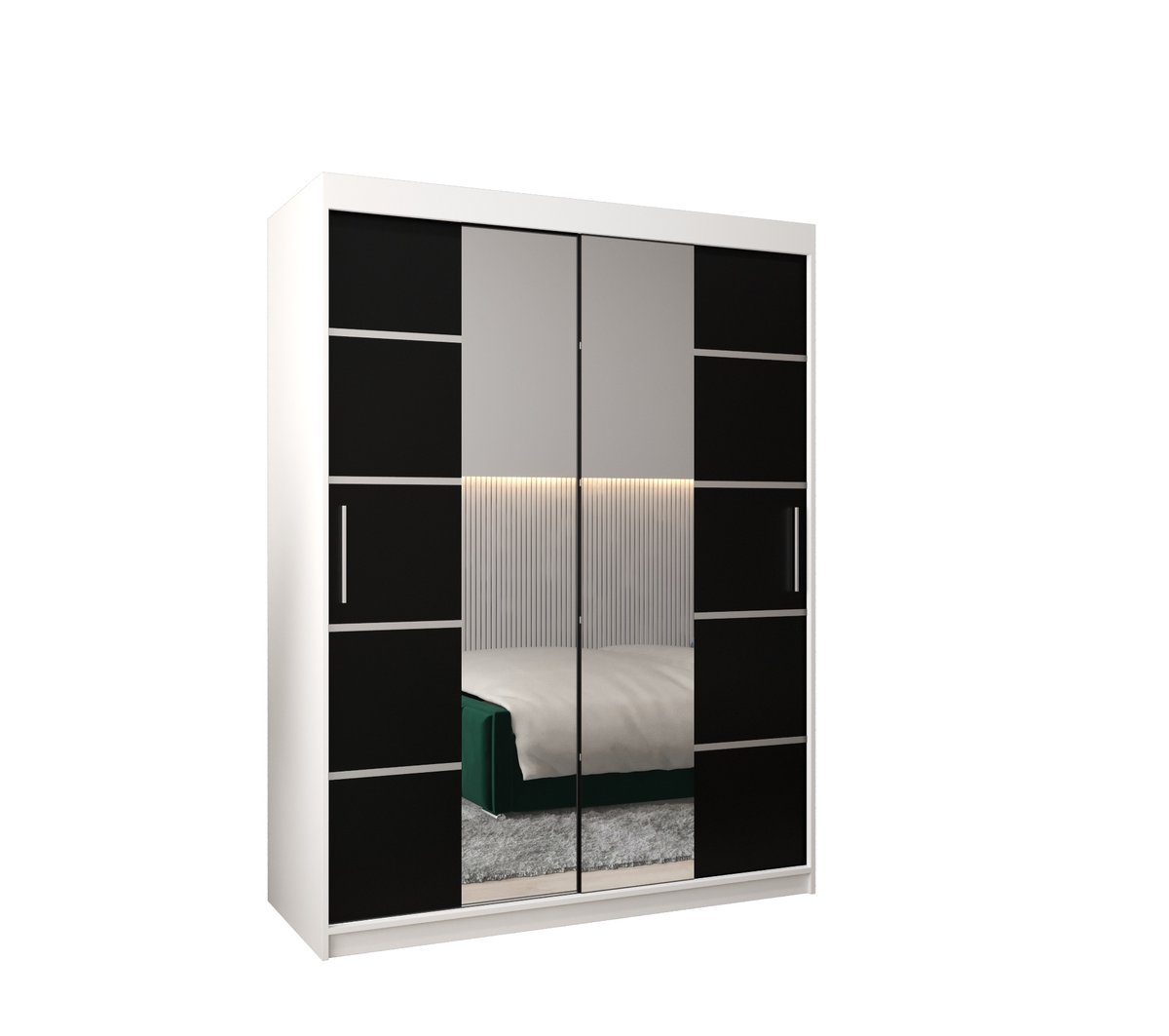 Szafa przesuwna Garderoba VERONA 4 150 gł. 62 biały/czarny