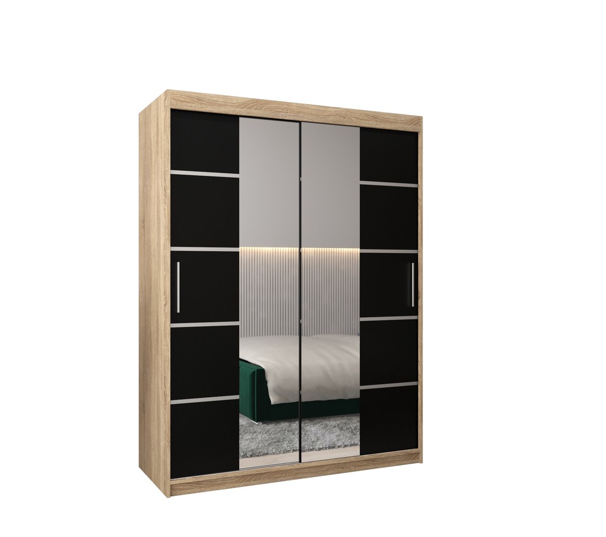 Szafa przesuwna Garderoba VERONA 4 150 gł. 62 sonoma/czarny