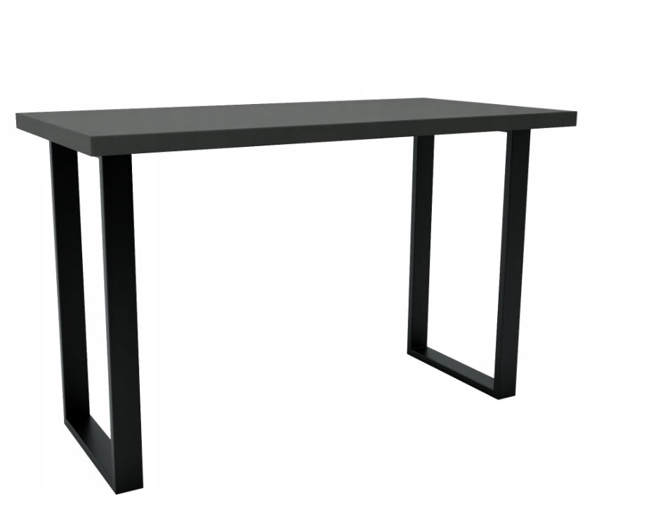 Biurko Grafitowe Proste Czarne Nogi w Kształcie U 140x75 cm Stół Klasyczny