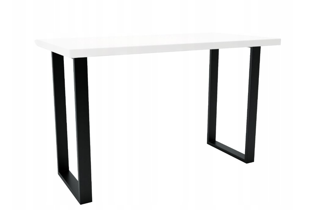 Biurko Białe Proste Czarne Nogi w Kształcie U 120x75 cm Stół Klasyczny