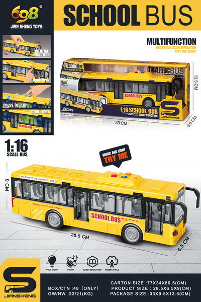 ŻÓŁTY AUTOBUS Z FUNKCJĄ DŹWIĘKU I ŚWIATEŁ