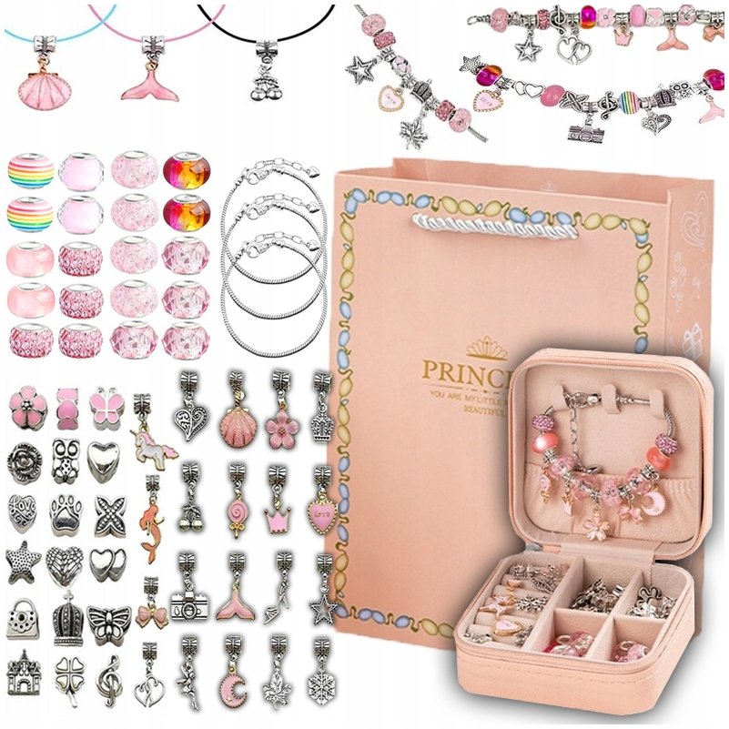 Duży Zestaw Do Robienia Bransoletek I Naszyjników Charms Szkatułka Koraliki