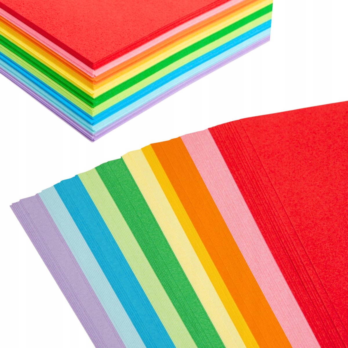 PAPIER KOLOROWY RYSUNKOWY A4 200 KARTEK 80g/m2 KSERO DLA DZIECI 10 KOLORÓW