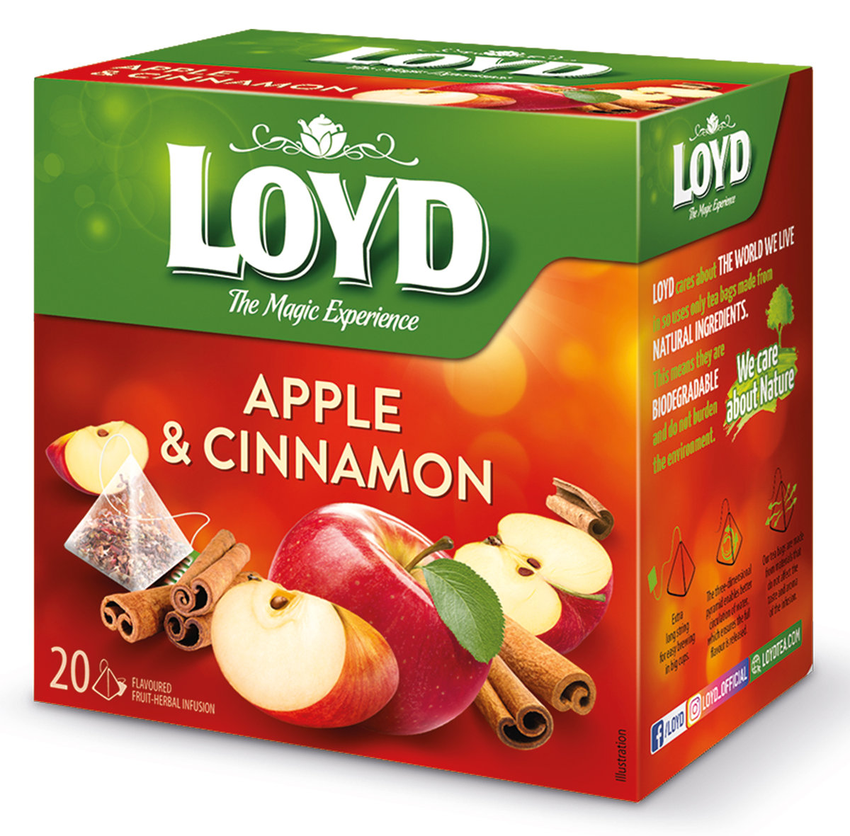Ekspresowa Herbatka Owocowa Jabłko Cynamon BIO Piramidki 20T Loyd