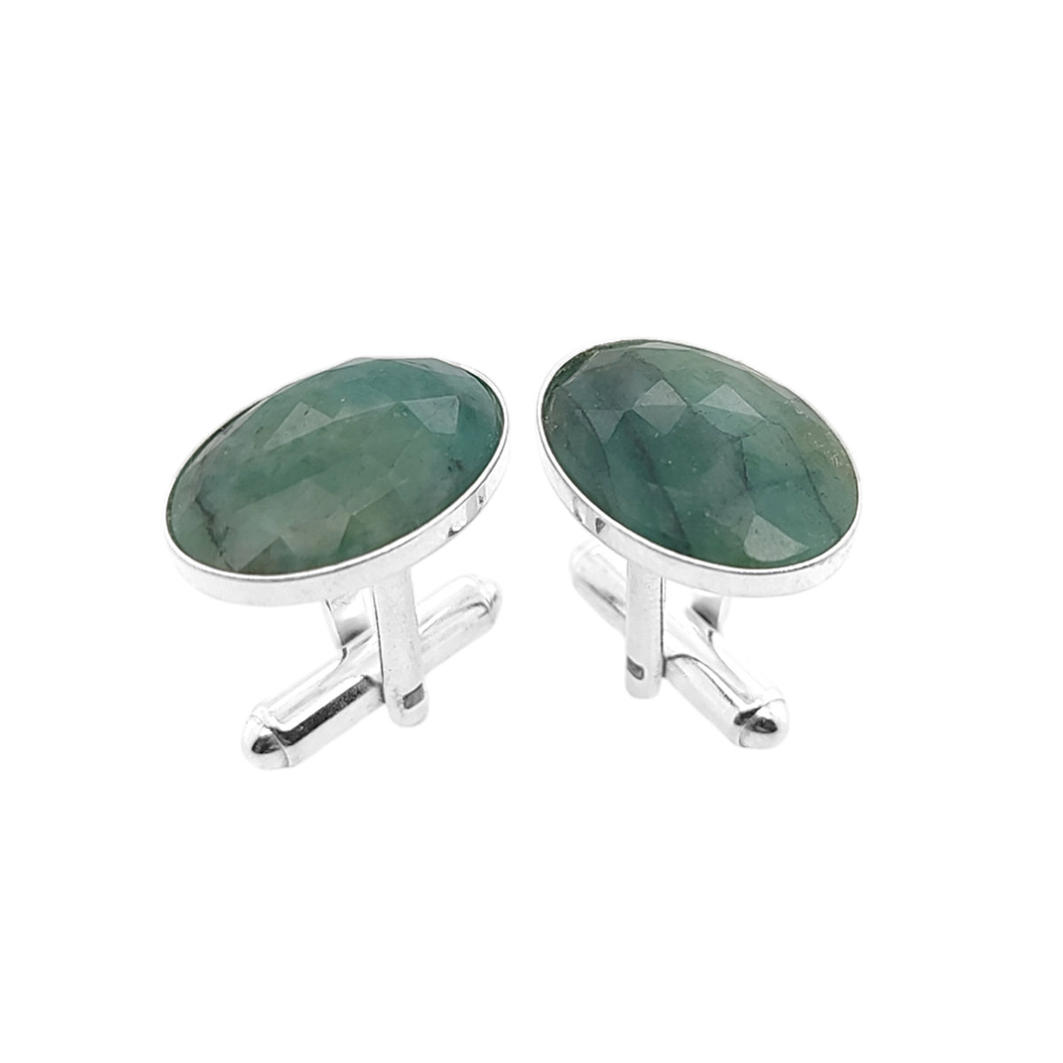 Spinki do mankietów Szmaragd 18x13 (S1344) Srebro [925]