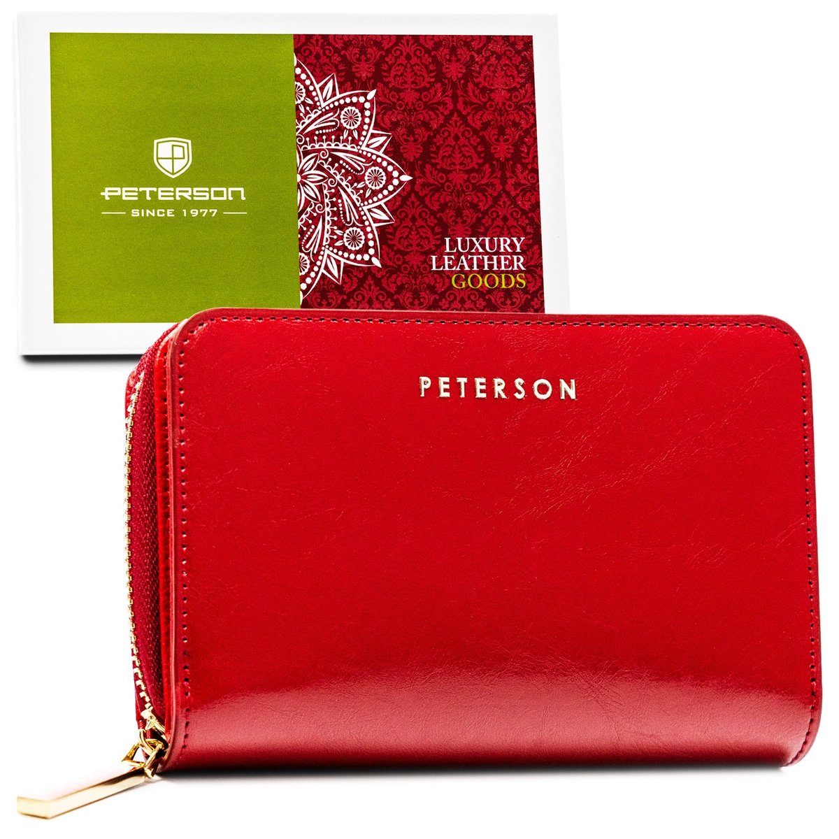 Portfel PETERSON damski skórzany antykradzieżowy RFID portmonetka na prezent