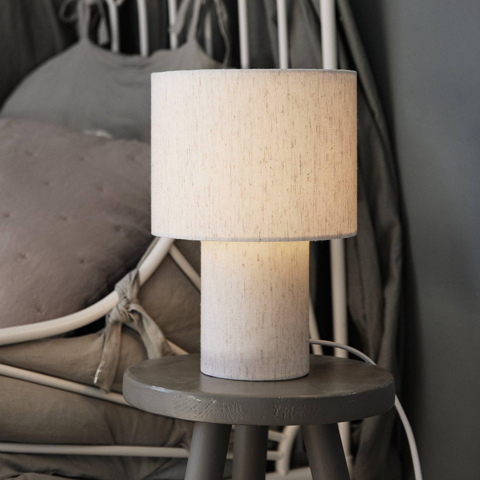 PR Home lampa stołowa Leah, beżowy, wysokość 28 cm, tekstylny