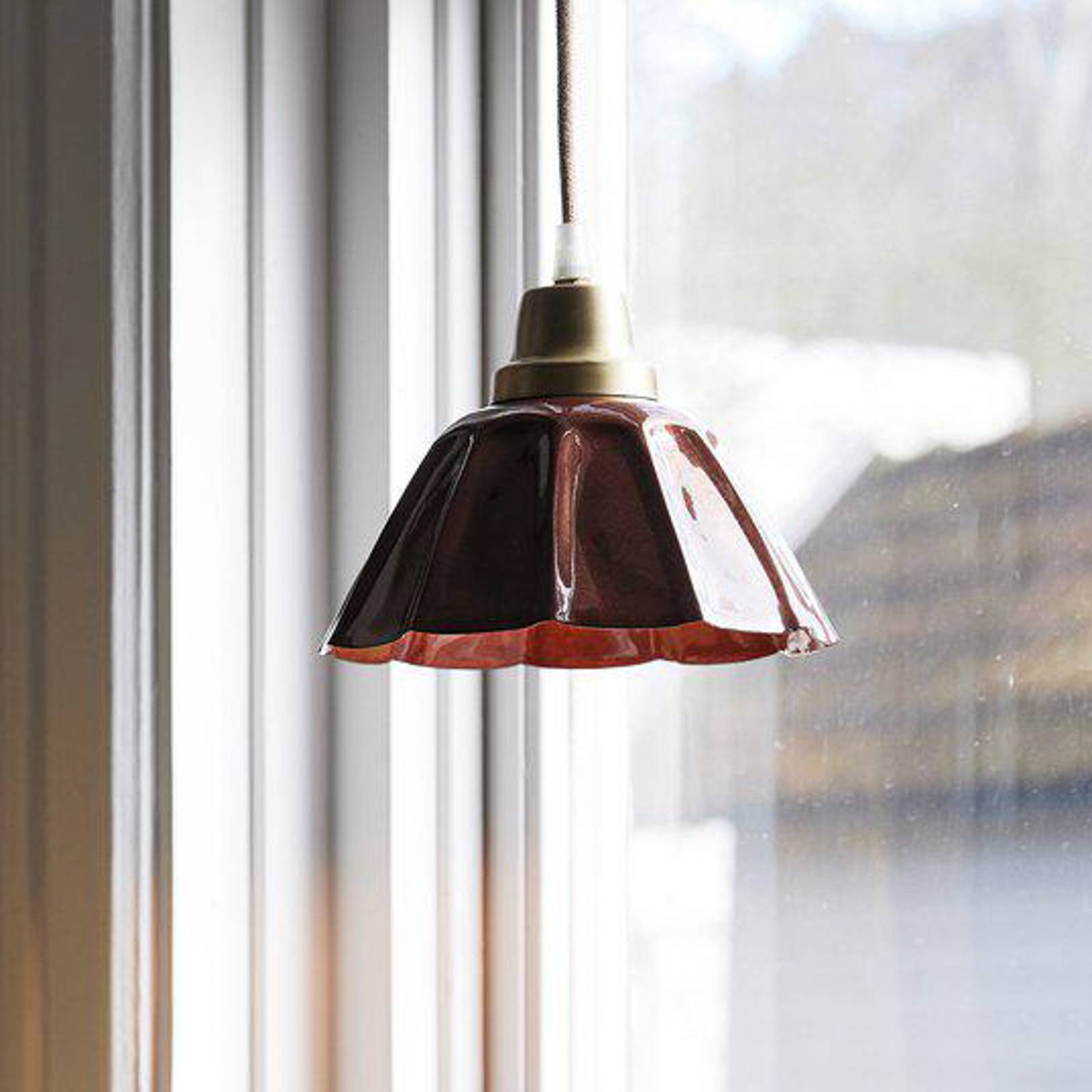 Lampa wisząca PR Home Ester, terakota, Ø 17 cm, żelazna wtyczka