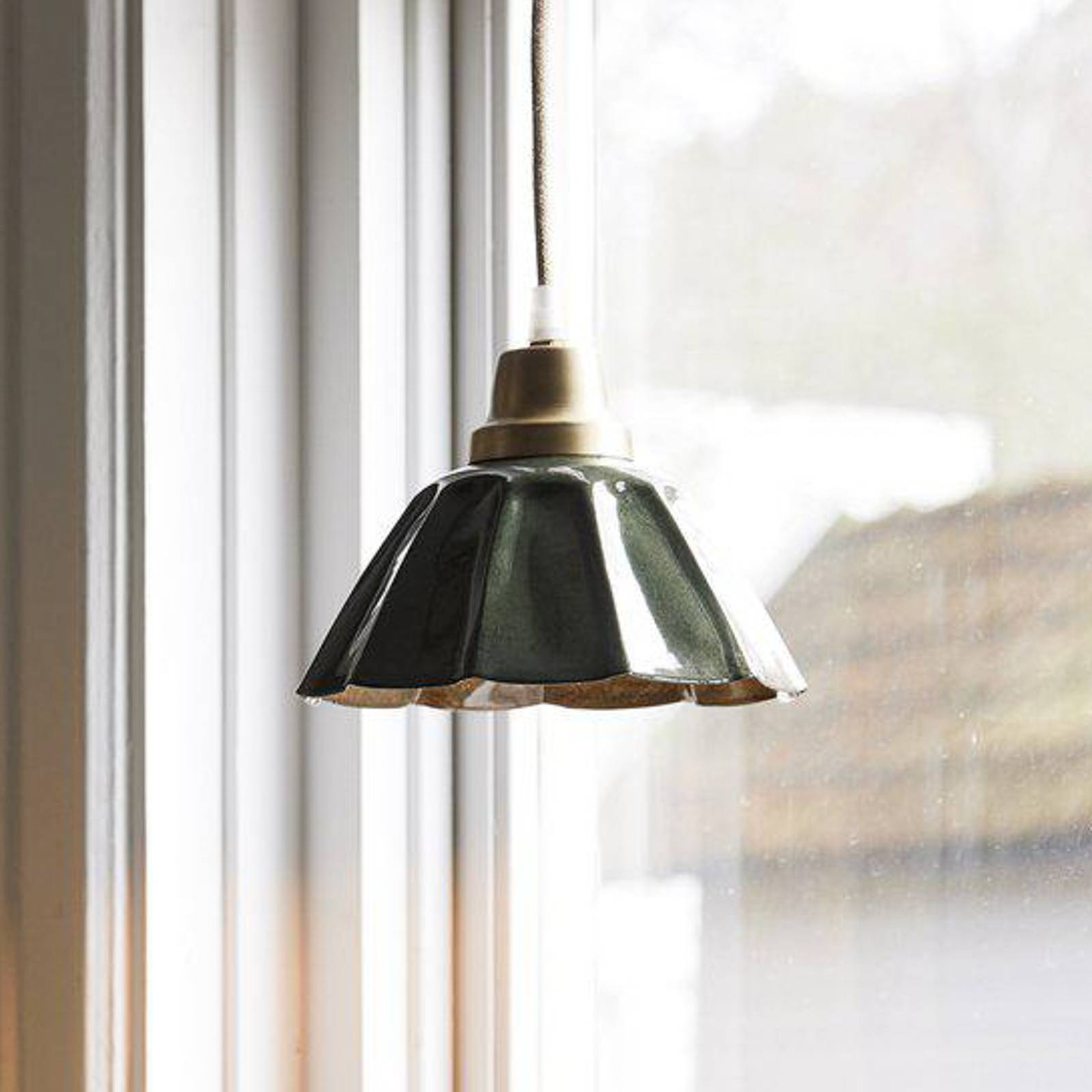 PR Home żyrandol Ester, zielony, Ø 17 cm, żelazo, wtyczka