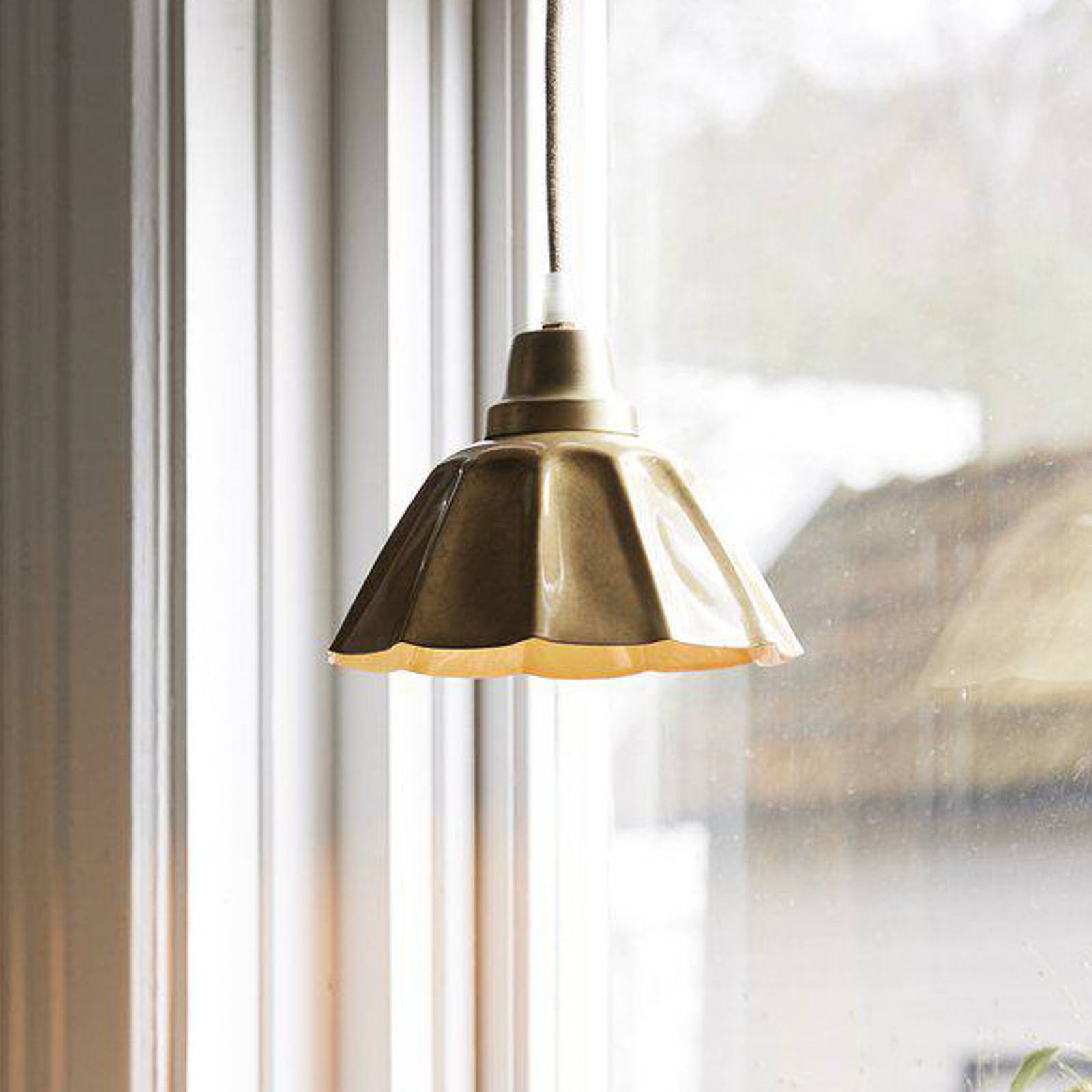 PR Home żyrandol Ester, żółty, Ø 17 cm, żelazo, wtyczka