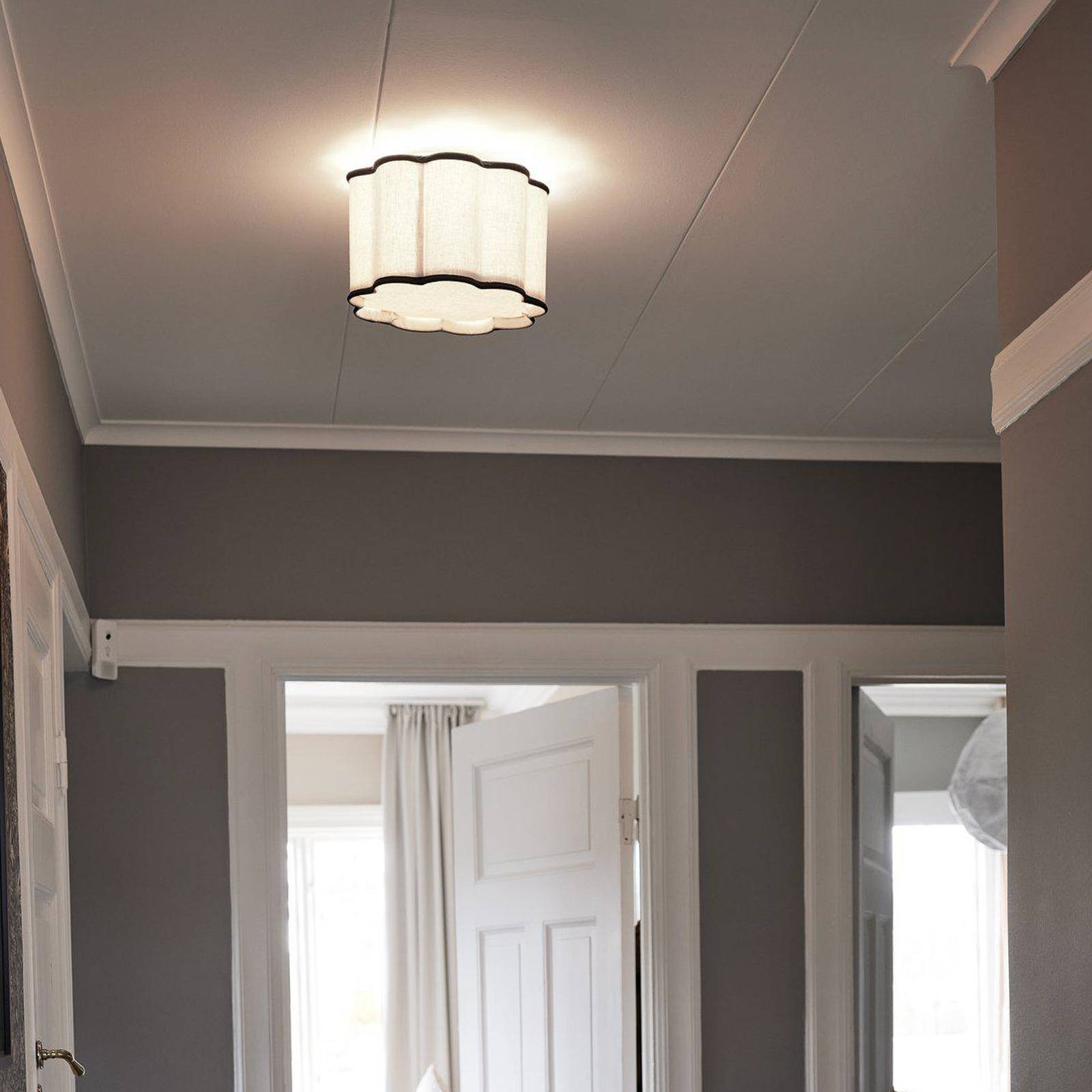 PR Home lampa sufitowa Judy, tkanina bawełniana, naturalny beż Ø 35 cm