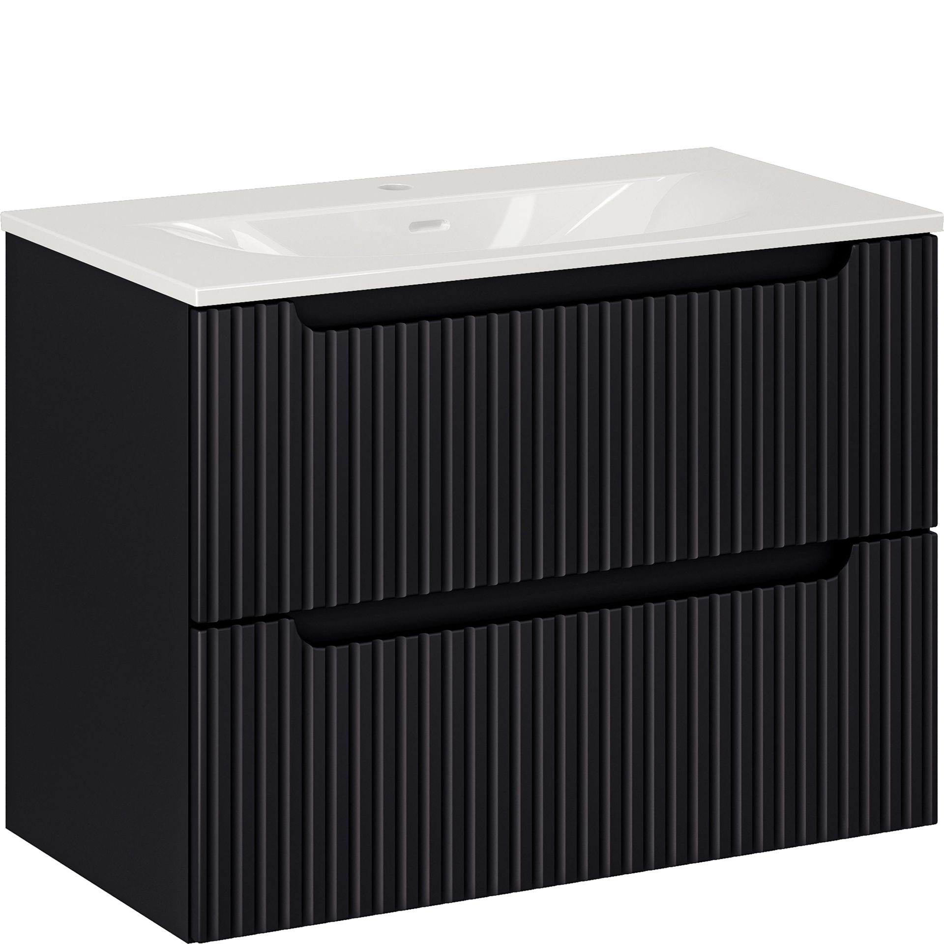 Szafka Łazienkowa Wisząca z Umywalką 80 cm Nova Black Comad Czarny