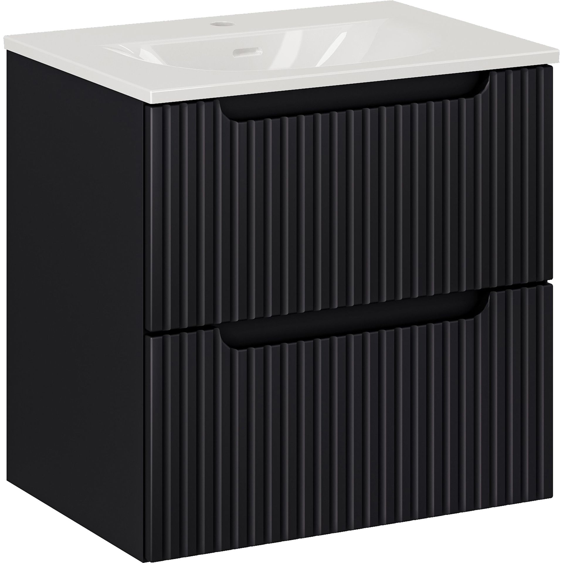 Szafka Łazienkowa Wisząca z Umywalką 60 cm Nova Black Comad Czarny