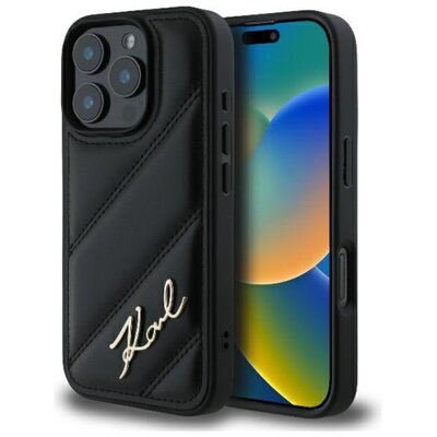 Karl Lagerfeld Quilted Signature do iPhone 16 Pro czarny