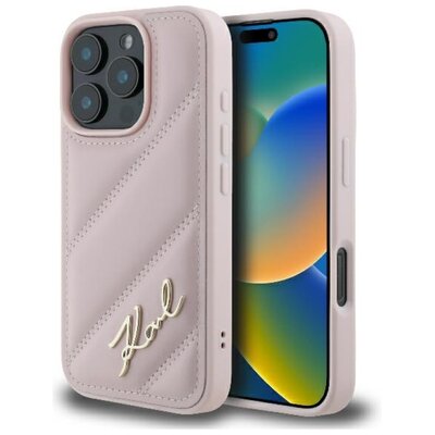 Karl Lagerfeld Quilted Signature do iPhone 16 Pro różowy