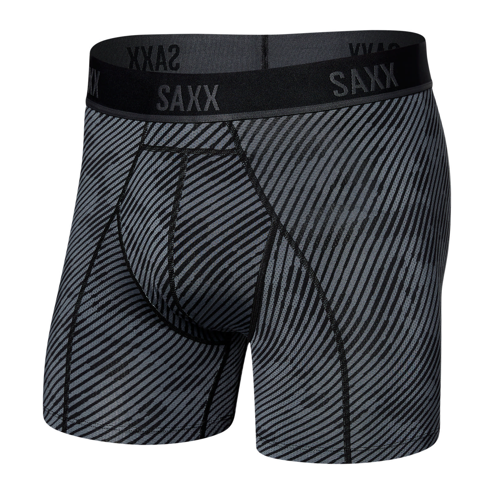 Bokserki do biegania/ bokserki męskie sportowe SAXX KINETIC Light Boxer Brief krzywe paski - czarne