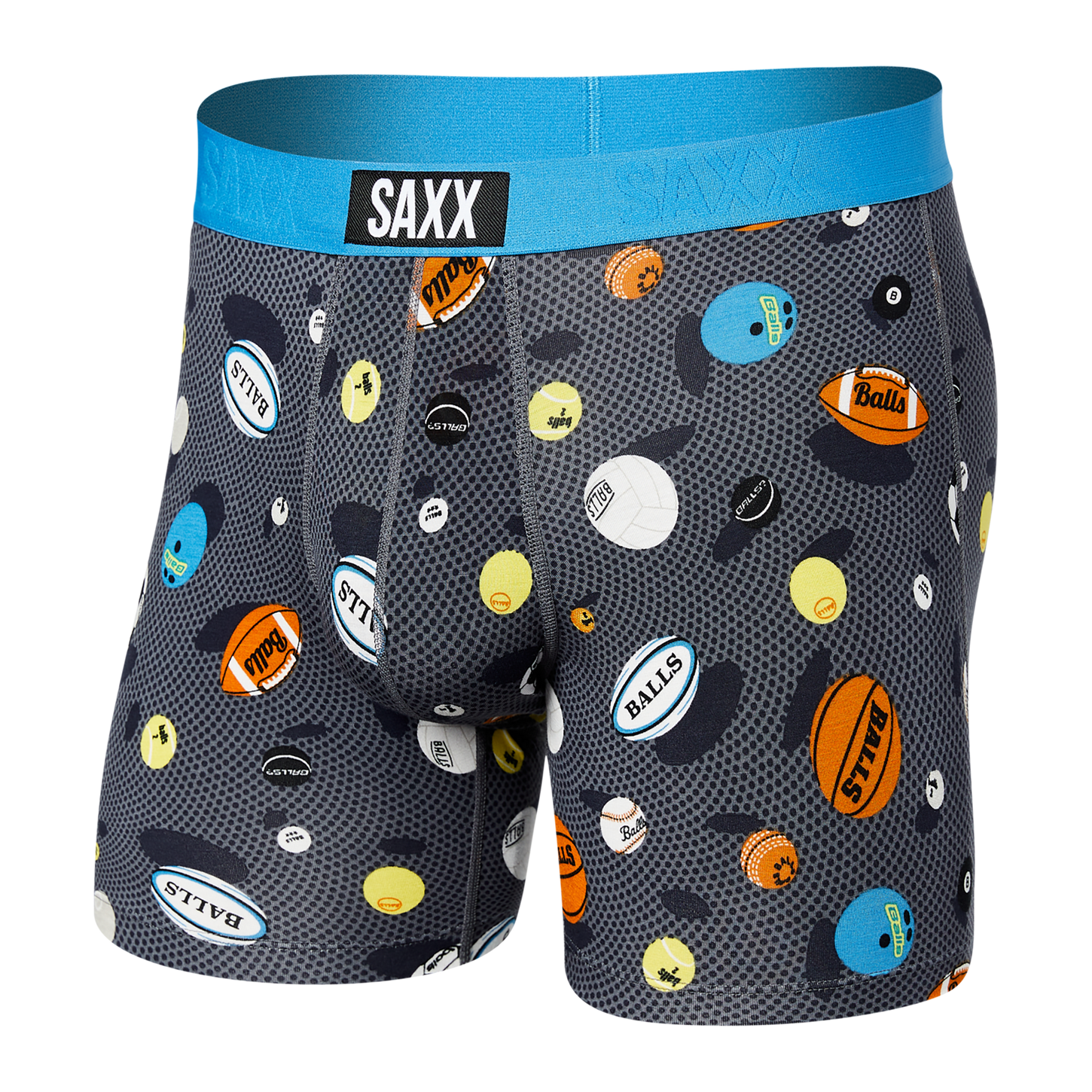 Bokserki męskie szybkoschnące SAXX VIBE Boxer Brief piłki - szare