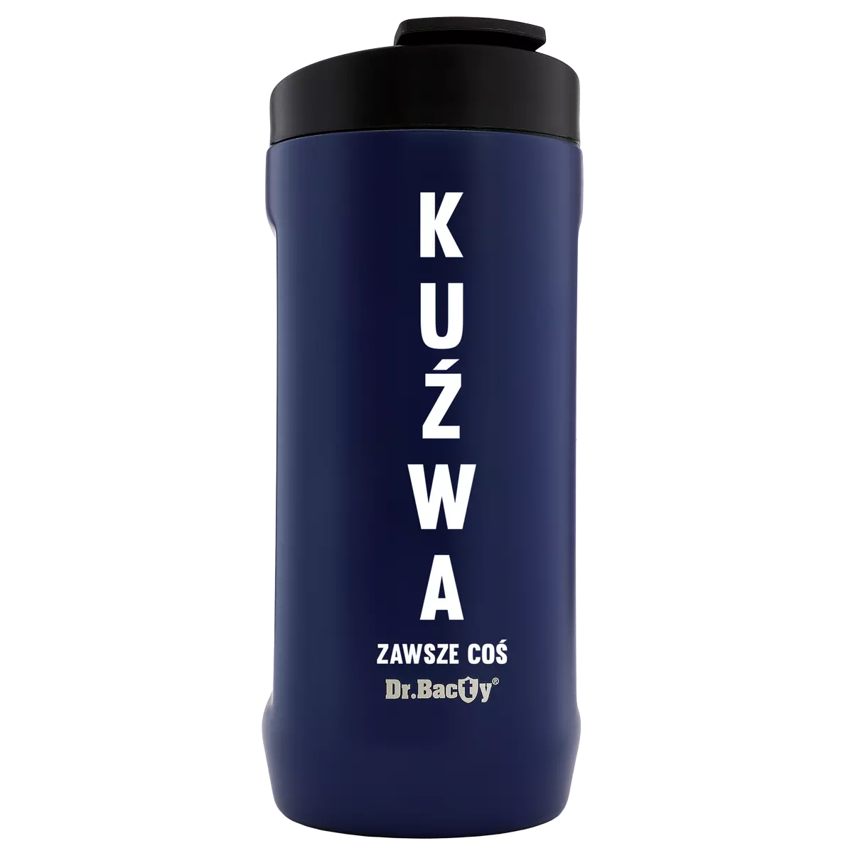 Kubek termiczny na kawę 2w1 Dr.Bacty Notus 360 ml - Kuźwa - granatowy
