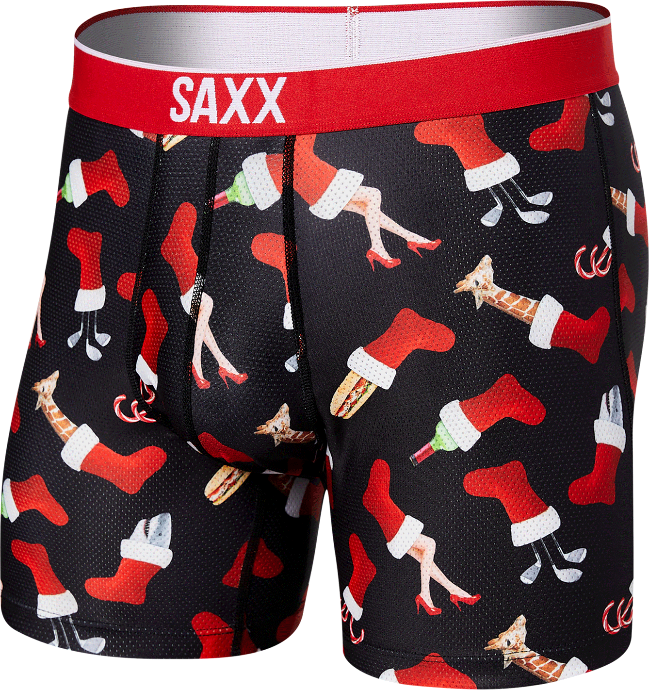 Bokserki męskie sportowe SAXX VOLT Boxer Brief świąteczna skarpeta– czarne