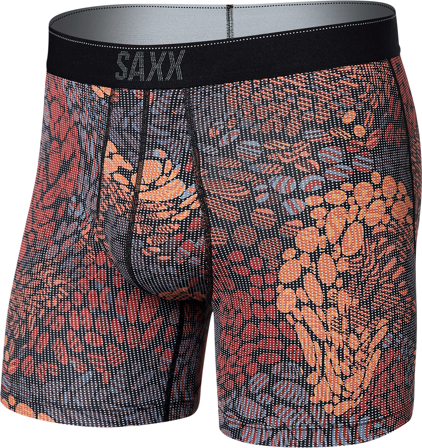 Bokserki męskie trekkingowe / sportowe z rozporkiem SAXX QUEST Boxer Brief Fly  plamki- bordowe