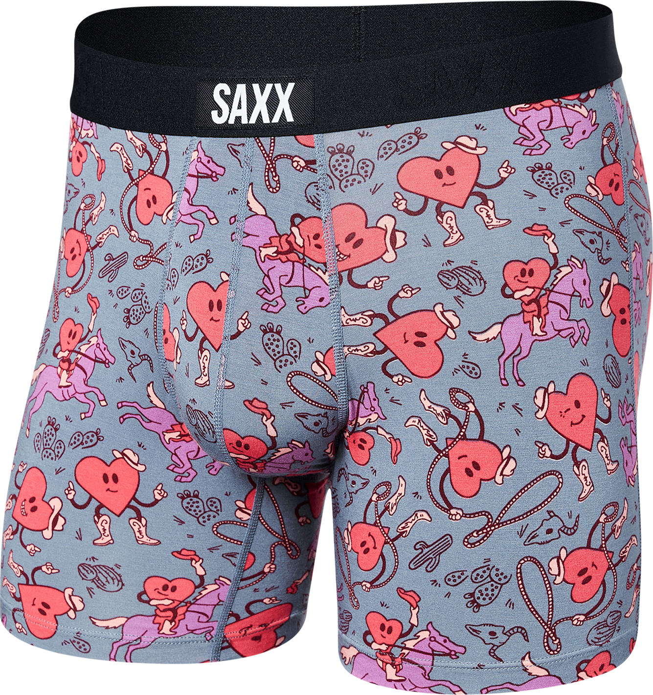 Bokserki męskie szybkoschnące SAXX VIBE Boxer Brief serca - szary