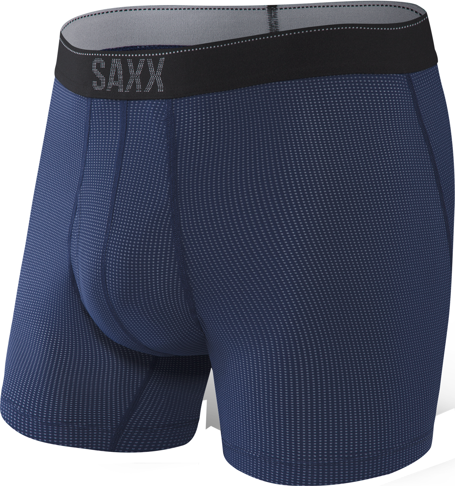 Bokserki męskie trekkingowe / sportowe z rozporkiem SAXX QUEST 2.0 Boxer Brief Fly – granatowe z jasnym szwem