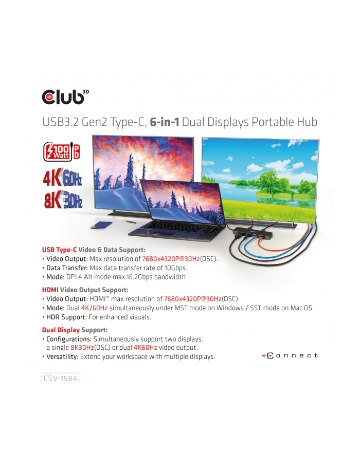 Club 3D Hub Usb Rj45 CSV1584