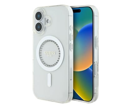 Guess IML Rhinestones do iPhone 16 biały