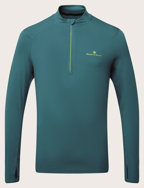 RONHILL Bluza biegowa męska CORE THERMAL 1/2 ZIP TEE deep teal/acid