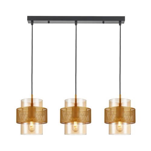 Vinoti lampa wisząca 3xE27 czarna/bursztynowy PND-22132-3S-GD-AMB