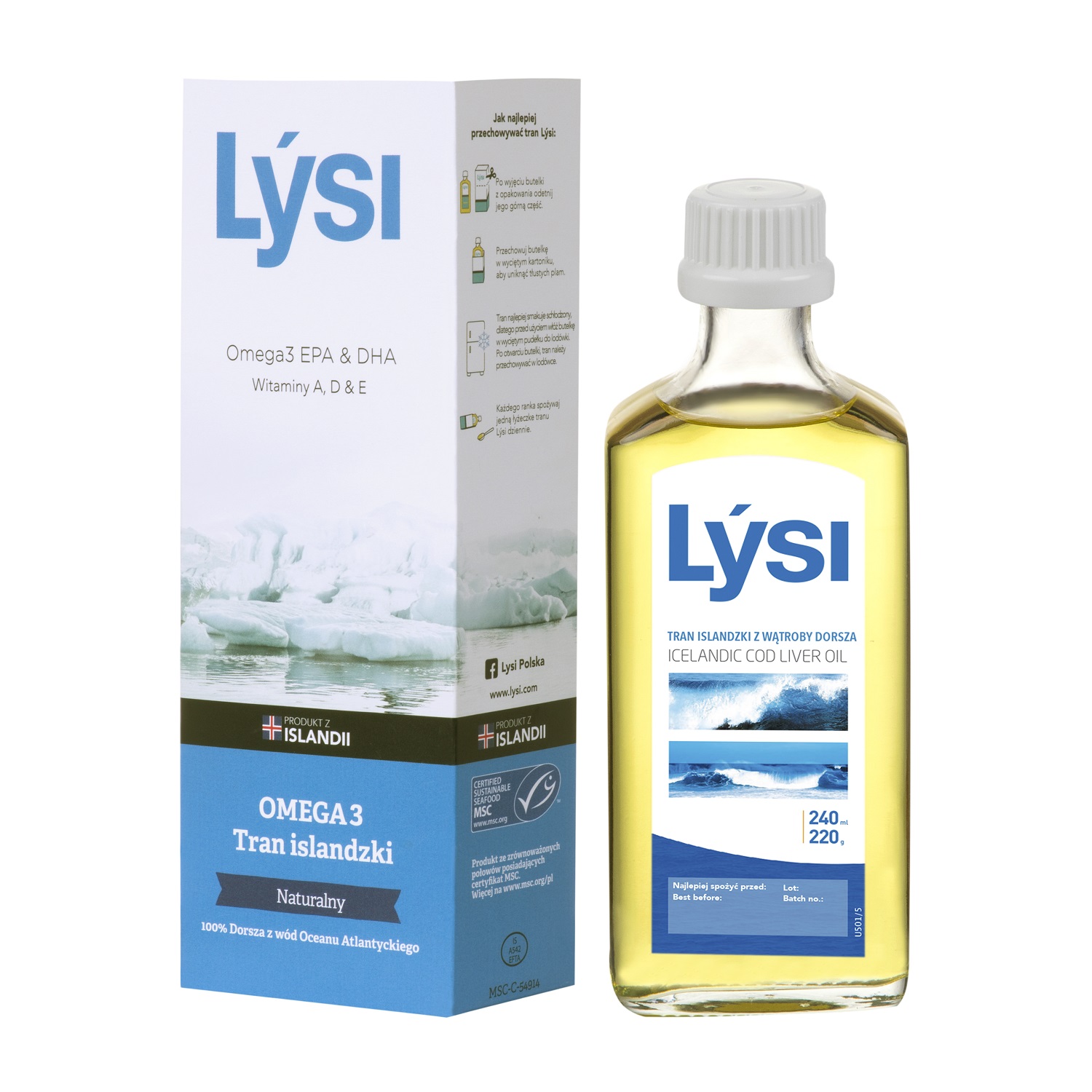 LYSI Tran islandzki Naturalny, 240ml