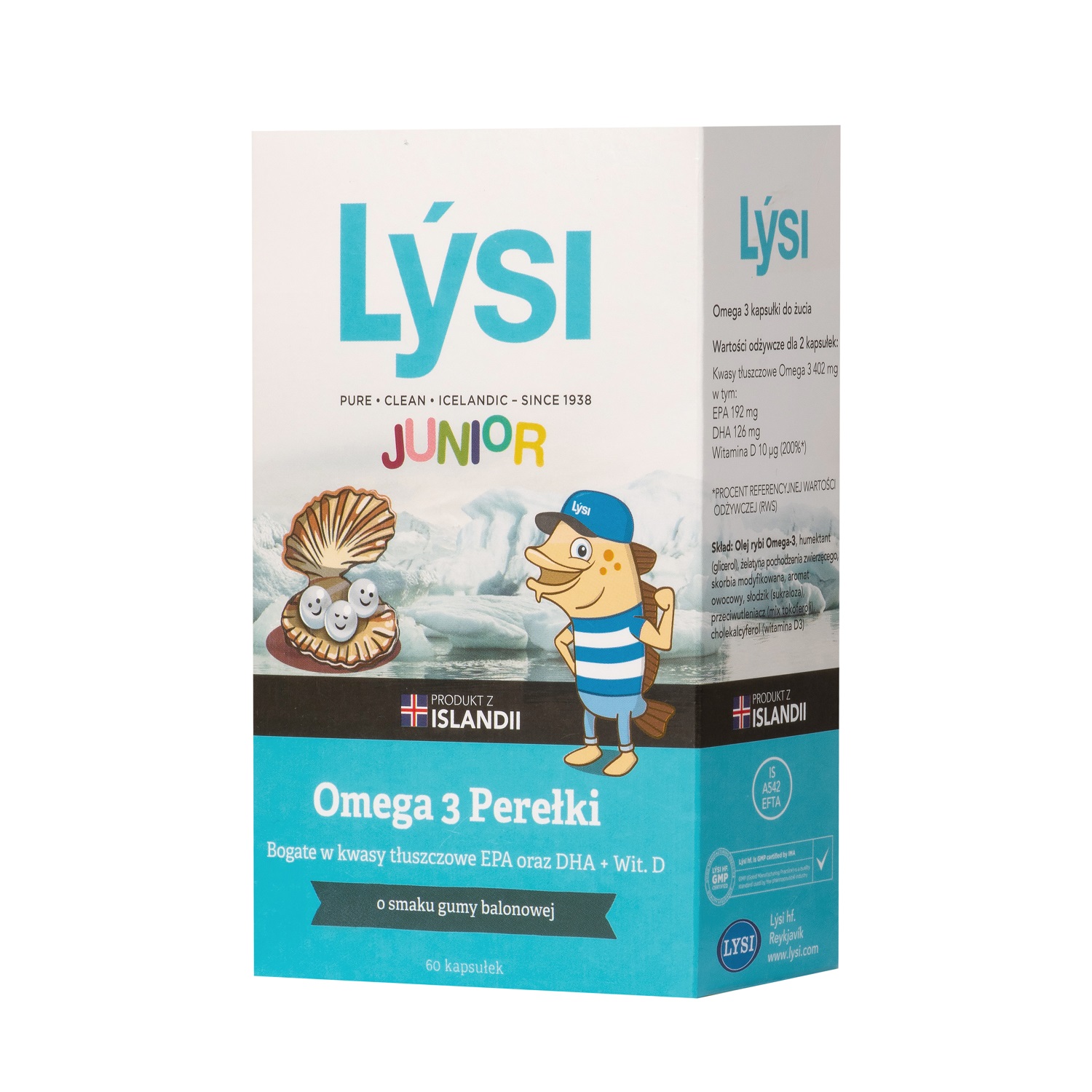 Lysi Junior Omega 3 Perełki guma balonowa, 60 kaps.