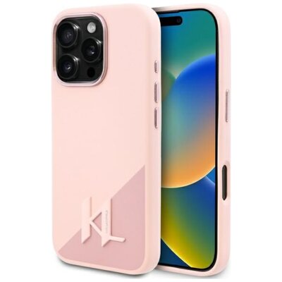 Etui KARL LAGERFELD Silicone Shadow Metal Initial MagSafe do Apple iPhone 16 Pro Różowy | Bezpłatny transport