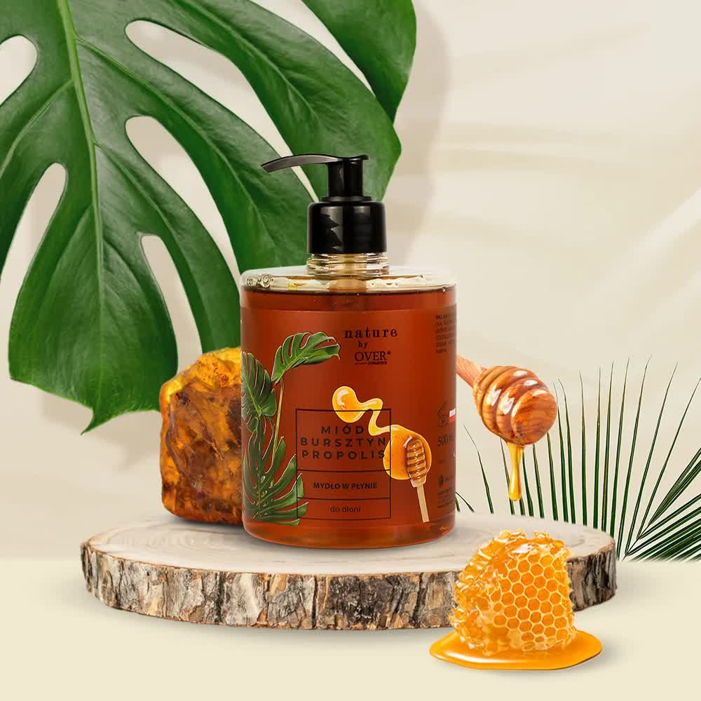 Over Cosmetics, Miód Bursztyn Propolis Mydło w płynie, 500ml
