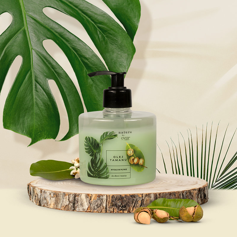 Over Cosmetics, Olej tamanu, Mydło w płynie do dłoni i twarzy, 300 ml