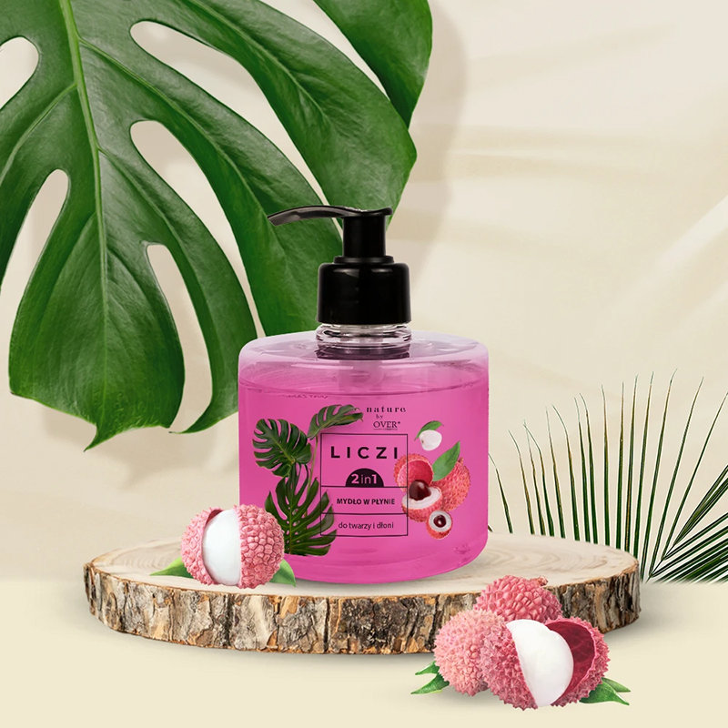 Over Cosmetics, Liczi Mydło w płynie do dłoni i twarzy, 300 ml