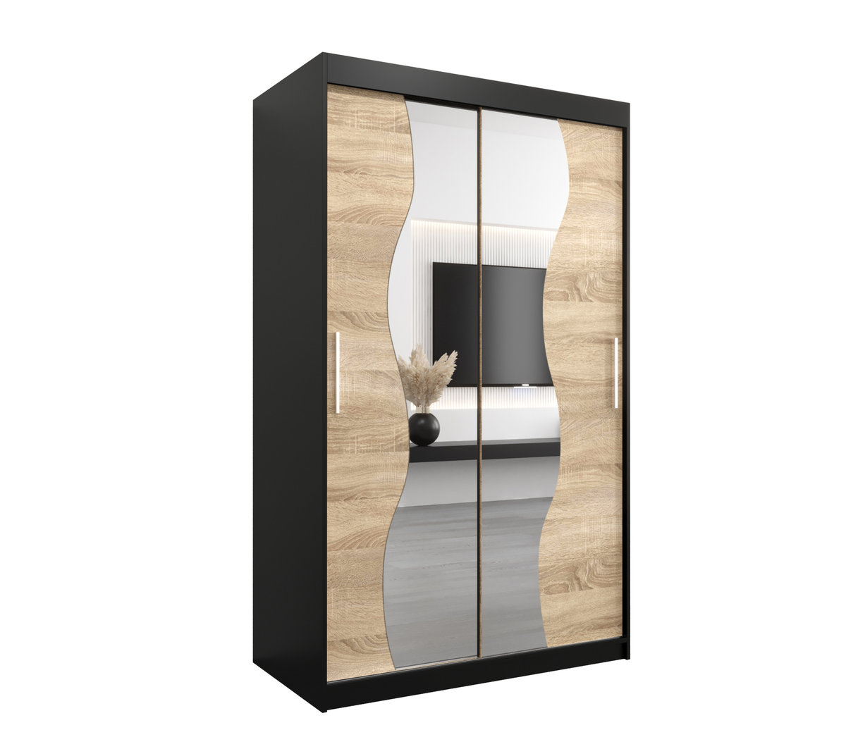 Szafa przesuwna Garderoba MADRYT 120 gł. 62 czarny/sonoma