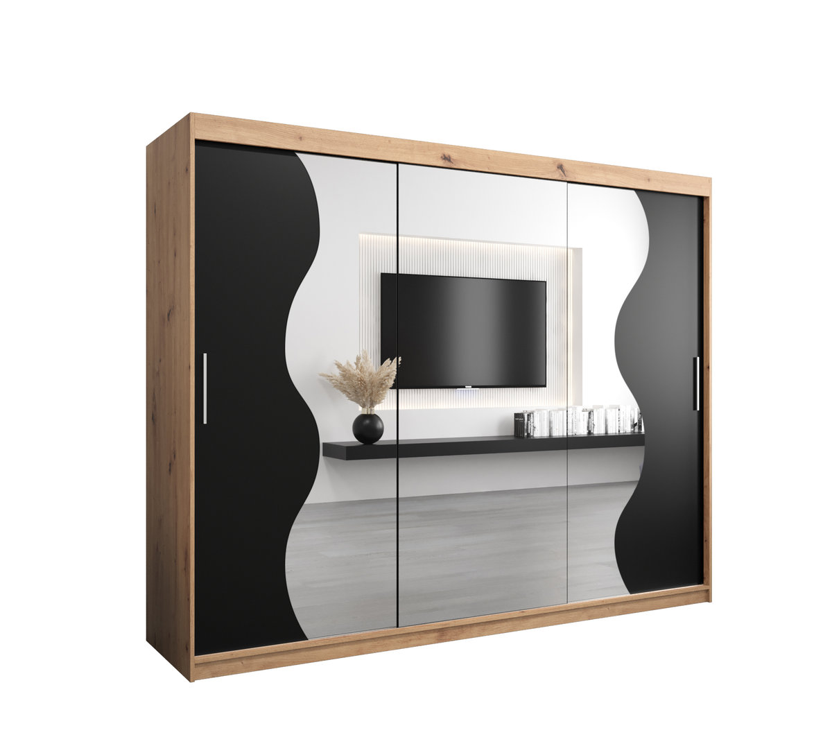 Szafa przesuwna Garderoba MADRYT 250 gł. 62 artisan/czarny