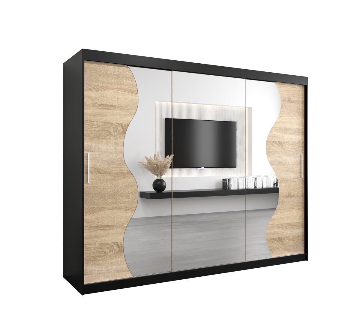 Szafa przesuwna Garderoba MADRYT 250 gł. 62 czarny/sonoma