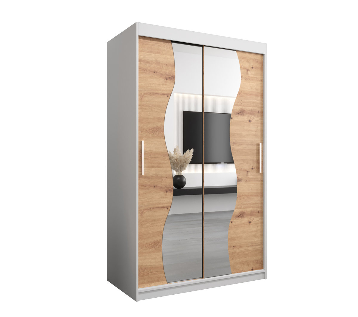 Szafa przesuwna Garderoba MADRYT 120 gł. 62 biały/artisan