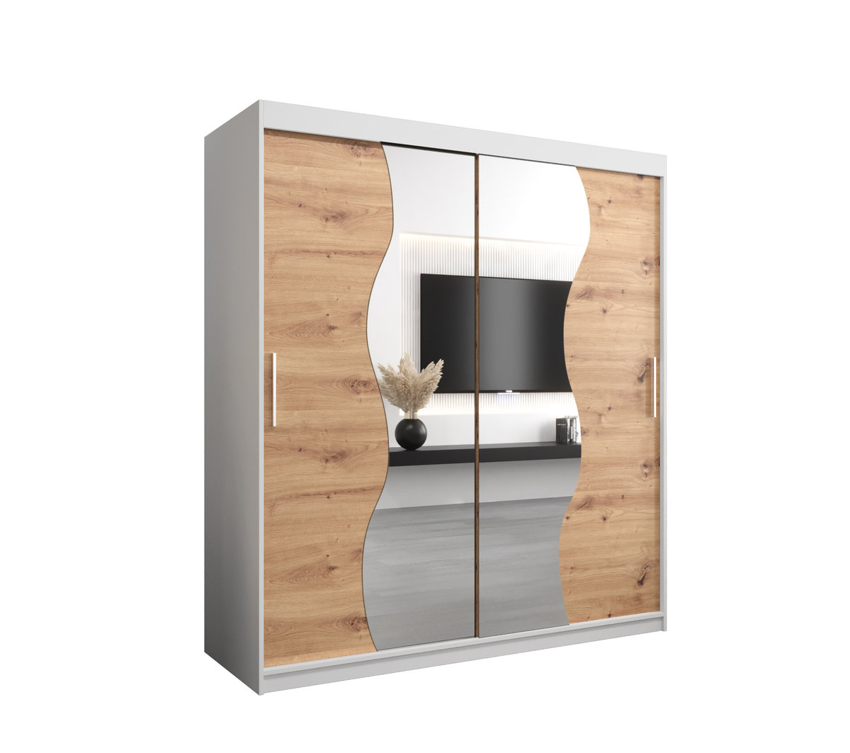 Szafa przesuwna Garderoba MADRYT 180 gł. 62 biały/artisan