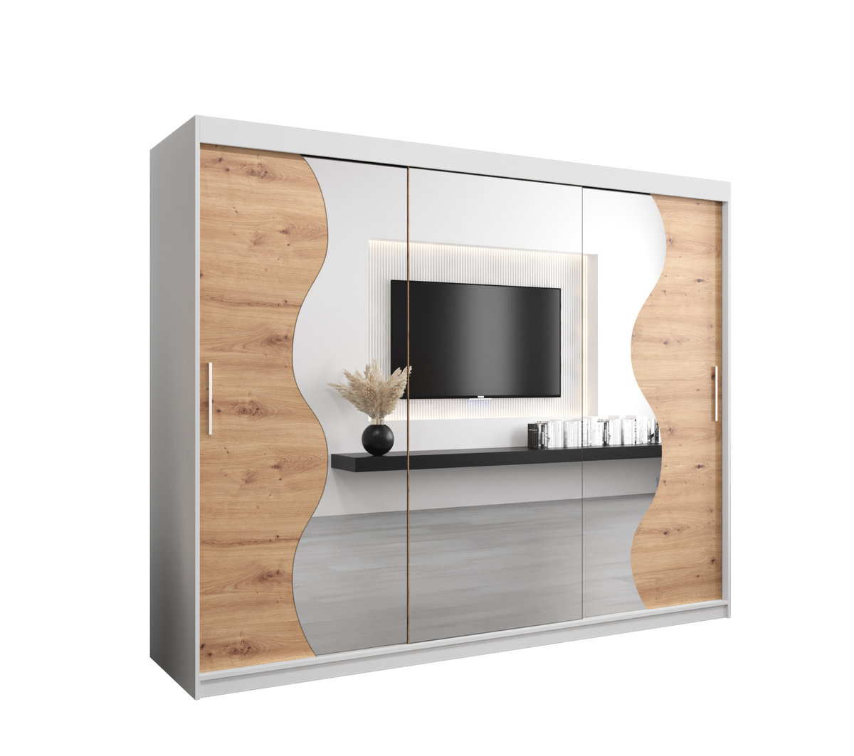 Szafa przesuwna Garderoba MADRYT 250 gł. 62 biały/artisan