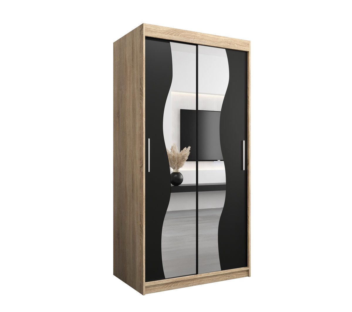 Szafa przesuwna Garderoba MADRYT 100 gł. 62 sonoma/czarny