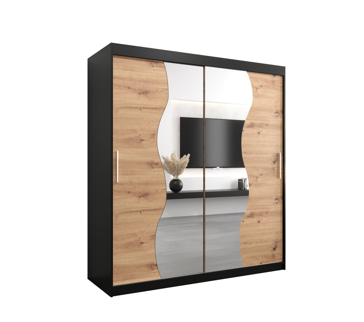 Szafa przesuwna Garderoba MADRYT 180 gł. 62 czarny/artisan