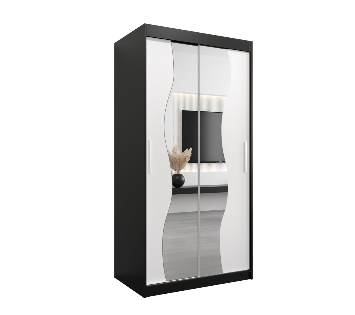 Szafa przesuwna Garderoba MADRYT 100 gł. 62 czarny/biały