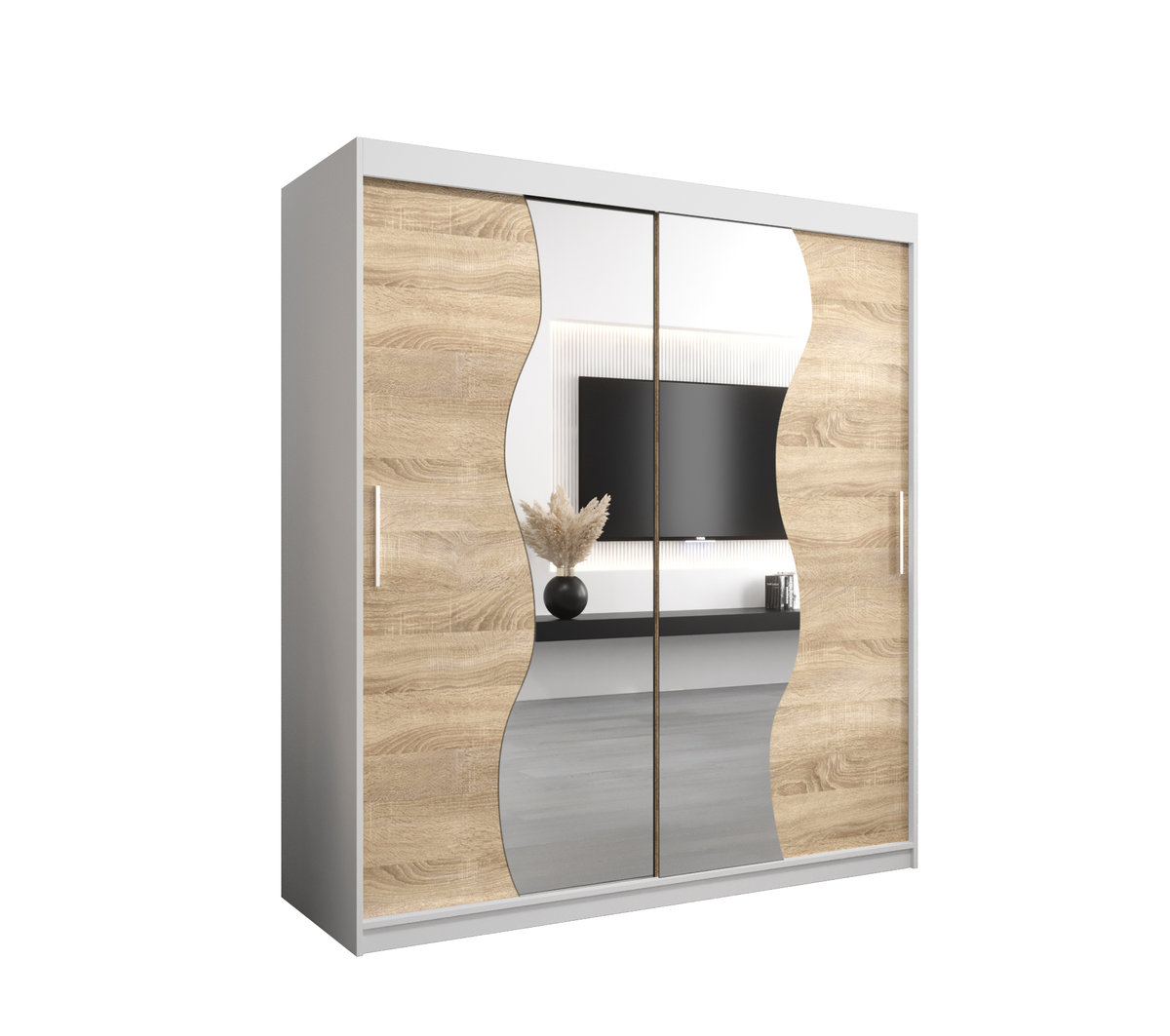 Szafa przesuwna Garderoba MADRYT 180 gł. 62 biały/sonoma