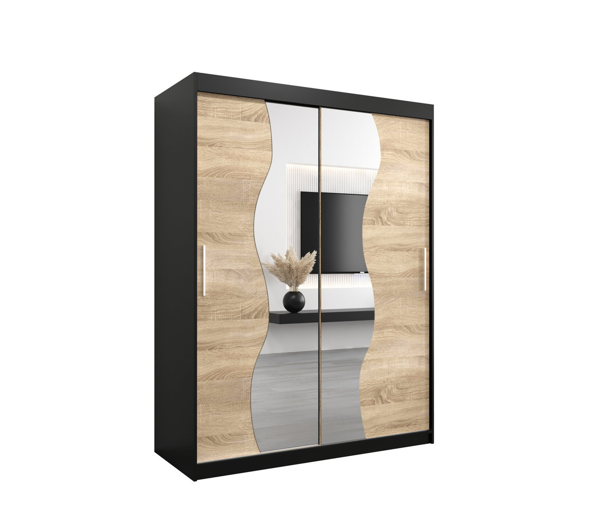 Szafa przesuwna Garderoba MADRYT 150 gł. 62 czarny/sonoma